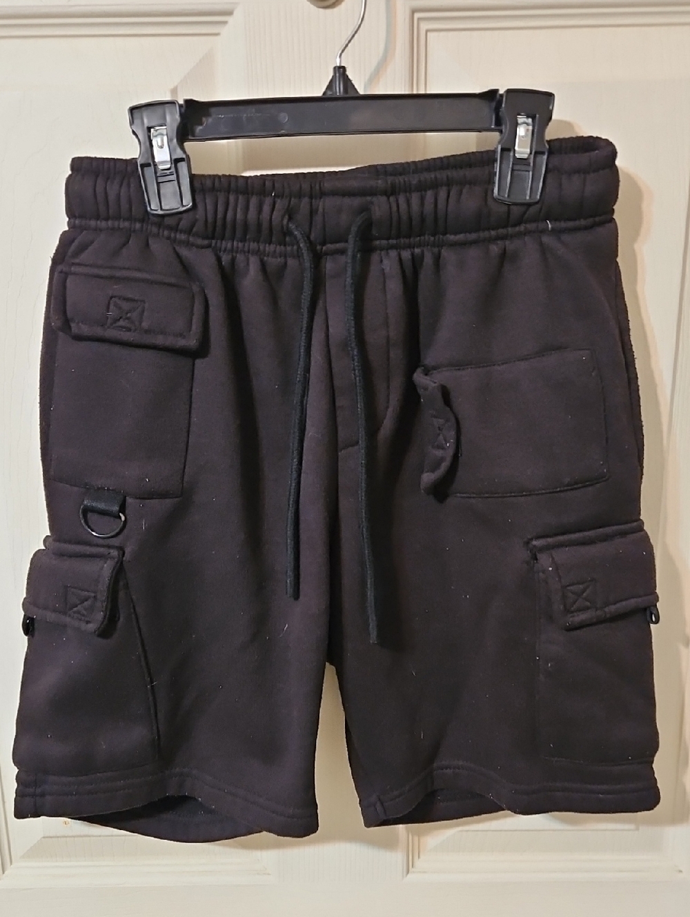 Men's Black Cargo Drawstring Shorts